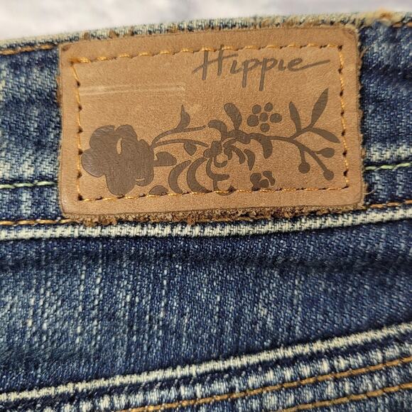 Hippie Denim Pencil Skirt with Front Vent and Metal Lock Charm size 7 - Picture 5 of 12